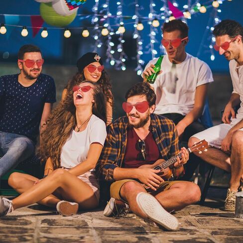 50/100 حزمة من النظارات الشمسية على شكل قلب للنساء، نظارات العازبة الشفافة بدون إطار على شكل قلب وردي in Kuwait