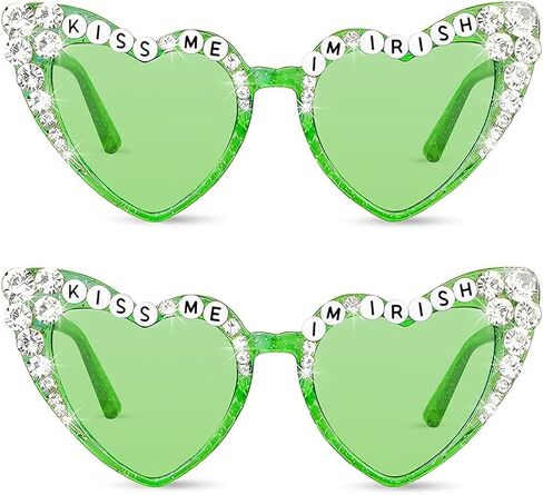 St Patricks Day Glasses Shamrock Sunglasses 2Pairs Irish St Patrick's Day Outfit for Women Leprechaun Costume Fashion Glasses Saint Patricks Accessories Party Favors Decorations Supplies in Saudi Arabia