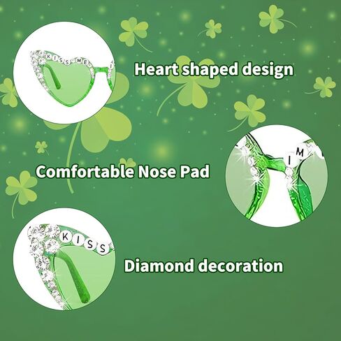 St Patricks Day Glasses Shamrock Sunglasses 2Pairs Irish St Patrick's Day Outfit for Women Leprechaun Costume Fashion Glasses Saint Patricks Accessories Party Favors Decorations Supplies in Saudi Arabia