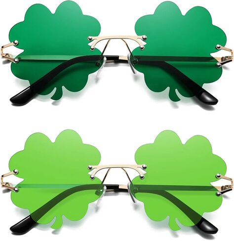نظارة شمسية HAOLOTA St. Patrick's Day شامروك بأربع أوراق البرسيم باللون الأخضر الأيرلندي وإكسسوارات زينة النظارات in Kuwait