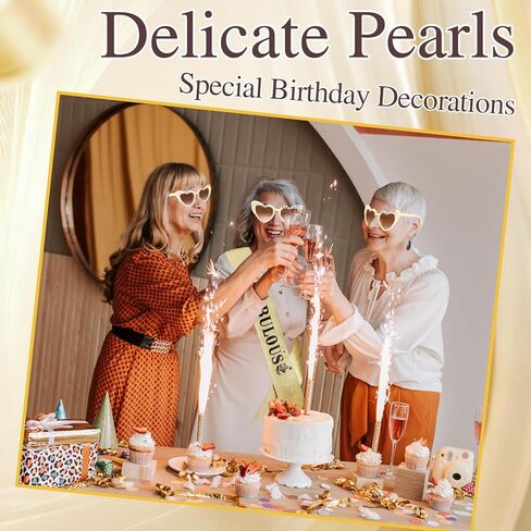 Chanaco 60th Birthday Decoration for Women 60 & Fabulous Birthday Queen Sash and Sunglasses Gold Pearl Heart Sunglasses Black Glitter Sash Gift Set Outfit for Party Decoration in Saudi Arabia