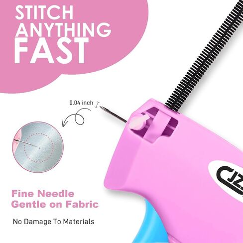 Fine Stitch Gun for Clothes, Stitchy Sewing Gun Quick Clothing Fixer, Micro Clothing Tag Gun Kit Include 6 Fine Needles & 2,000 Mini Fasteners, WarmPink+Blue in Saudi Arabia