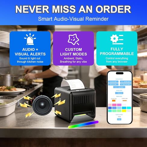 طابعة إيصالات Milestone P80E POS، طابعة إيصالات حرارية USB 80 مم مع قاطع تلقائي وتنبيهات صوتية وبصرية، طابعات بيع بالتجزئة للمطبخ مع USB Ethernet درج للنقود يدعم Windows Mac in Kuwait