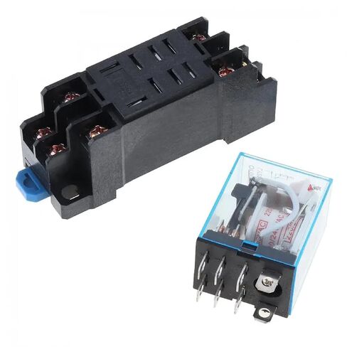 LY2NJ HH62P 10A 8 Pin مرحل الطاقة الكهرومغناطيسية مع قاعدة المقبس، حامل السكك الحديدية DIN، معتمد من CE (AC24V) in Kuwait