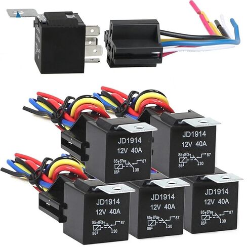 JD1914 Waterproof Automotive Relay, 12V 40A 5 Pin Car Relay with Socket, High Current Relay for Vehicle Electrical Systems (Black) in Saudi Arabia