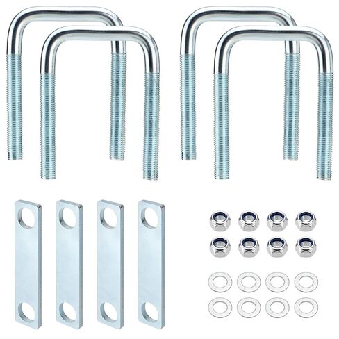 4 Pack Square U Bolt for 3 Inch Wide Leaf Spring, Galvanized Steel U Bolt Brackets with Plates, 5" Long x 3-1/8" Wide x 5/8" Diameter, Fit for Truck, Trailer and Boat in Saudi Arabia