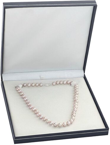 The Pearl Source 8-9mm AAA Quality Round Pink Freshwater Cultured Pearl Necklace for Women in 17" Princess Length in Saudi Arabia