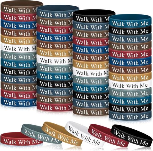 50 Pcs LDS Mormon Silicone Bracelet LDS Youth Theme Walk with Me Bracelet Bishop Christian Faith Baptism Gifts for Men Women Teens(Classic Color) in Saudi Arabia
