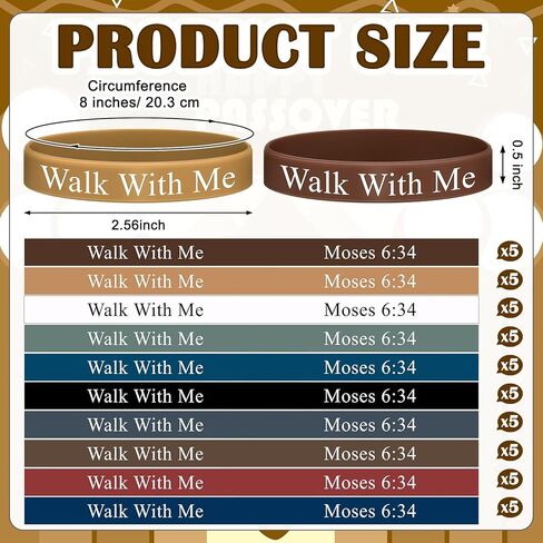 50 Pcs LDS Mormon Silicone Bracelet LDS Youth Theme Walk with Me Bracelet Bishop Christian Faith Baptism Gifts for Men Women Teens(Classic Color) in Saudi Arabia