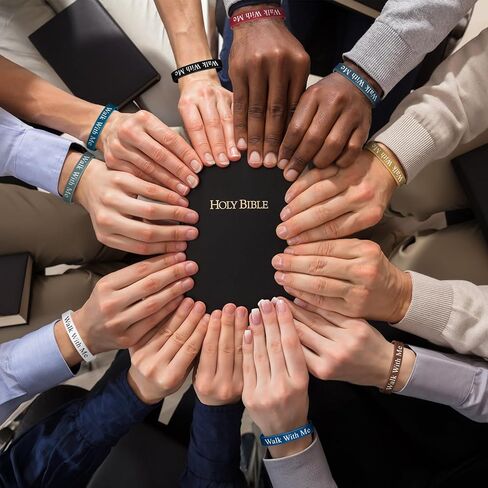50 Pcs LDS Mormon Silicone Bracelet LDS Youth Theme Walk with Me Bracelet Bishop Christian Faith Baptism Gifts for Men Women Teens(Classic Color) in Saudi Arabia