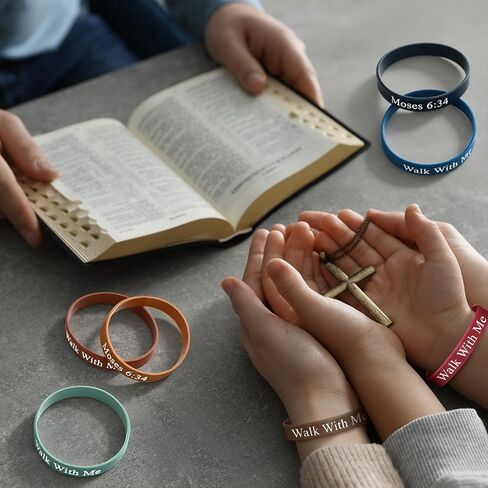 50 Pcs LDS Mormon Silicone Bracelet LDS Youth Theme Walk with Me Bracelet Bishop Christian Faith Baptism Gifts for Men Women Teens(Classic Color) in Saudi Arabia