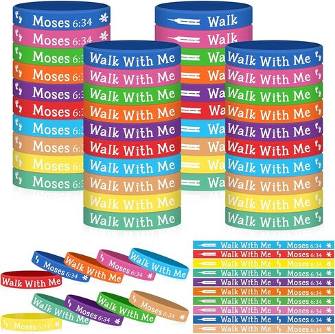 50 Pcs LDS Mormon Silicone Bracelet LDS Youth Theme Walk with Me Bracelet Bishop Christian Faith Baptism Gifts for Men Women Teens(Classic Color) in Saudi Arabia
