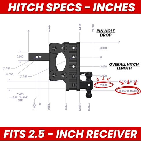 GEN-Y Hitch Heavy Duty Tow Hitch for 2.5" Receiver - 9" Drop/Rise with 5 Adjustable Positions, Includes Dual Ball Mount, Pintle Lock and Pins, 32,000 lbs Towing Capacity, 3,500 lbs Tongue Weight in Saudi Arabia
