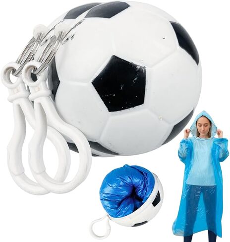 RAINGUARD Disposable Adult Rain Poncho | Stay Dry & Stylish | Includes Soccer Ball Key Ring | Lightweight & Compact | Perfect for Outdoor Events & Soccer Fans in Saudi Arabia