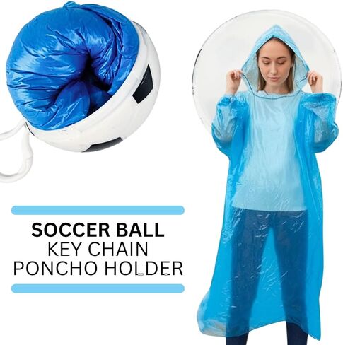 RAINGUARD Disposable Adult Rain Poncho | Stay Dry & Stylish | Includes Soccer Ball Key Ring | Lightweight & Compact | Perfect for Outdoor Events & Soccer Fans in Saudi Arabia