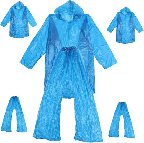 3 Sets Disposable Windproof Hooded Raincoat and Pants for Adults Thick Plastic Rain Poncho Suit for Sports Hiking and Cycling Random Color in Saudi Arabia