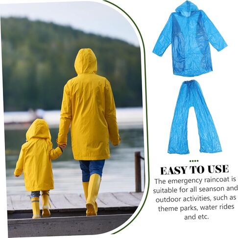 3 Sets Disposable Windproof Hooded Raincoat and Pants for Adults Thick Plastic Rain Poncho Suit for Sports Hiking and Cycling Random Color in Saudi Arabia