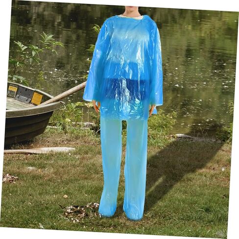 3 Sets Disposable Windproof Hooded Raincoat and Pants for Adults Thick Plastic Rain Poncho Suit for Sports Hiking and Cycling Random Color in Saudi Arabia