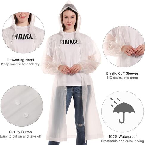 Ponchos Family Pack, (8 Pack) Rain Poncho for Adults Disposable Emergency Rain Ponchos in Saudi Arabia