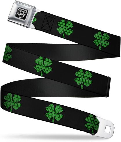 Buckle-Down Seatbelt Belt - St. Pat's Black/Clovers - 1.0" Wide - 20-36 Inches in Length in Saudi Arabia