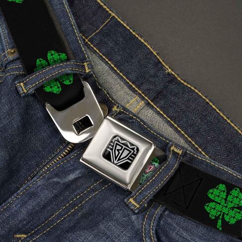 Buckle-Down Seatbelt Belt - St. Pat's Black/Clovers - 1.0" Wide - 20-36 Inches in Length in Saudi Arabia
