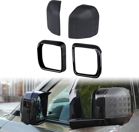 Astra Depot Set 4pcs Side Door Mirror Armor Cover Matte Black & Gloss Black Rain Eyebrows Rearview Mirror Visor Guard for 2020-2024 Land Rover Defender 90 110 130 LHD in Saudi Arabia