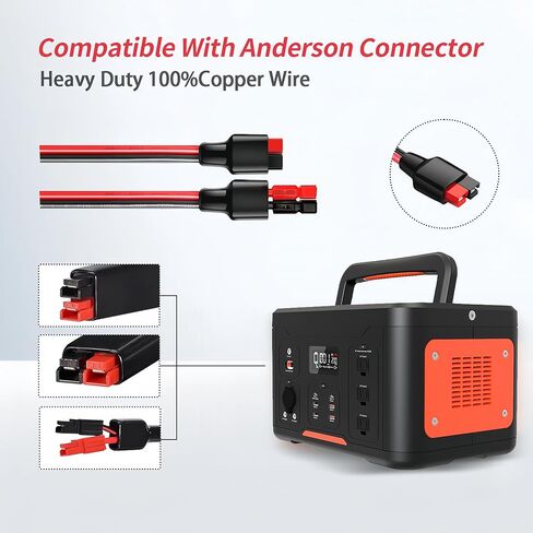 Anderson Connector to Ring Terminal Battery Cable 10AWG, Powerpole Style Anderson Powerpole Plug with 5 Fuses, Heavy Duty for Automotive, Portable Power Station & Solar Generator, 2FT in Saudi Arabia