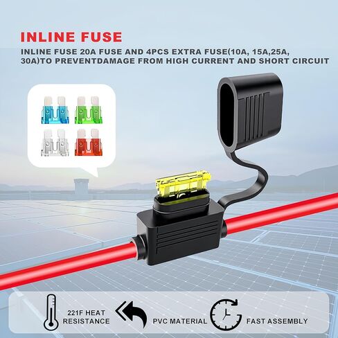 Anderson Connector to Ring Terminal Battery Cable 10AWG, Powerpole Style Anderson Powerpole Plug with 5 Fuses, Heavy Duty for Automotive, Portable Power Station & Solar Generator, 2FT in Saudi Arabia