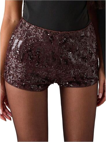 Women's Sequin Micro Shorts Sparkly Glitter Low Rise Going Out Rave Shorts Clubwear in Saudi Arabia