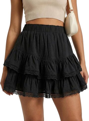 Women's Flowy Ruffle Skorts Shorts High Waisted Boho Cute Mini Skirts Casual Dressy Summer Beach Golf Shorts Vacation in Saudi Arabia