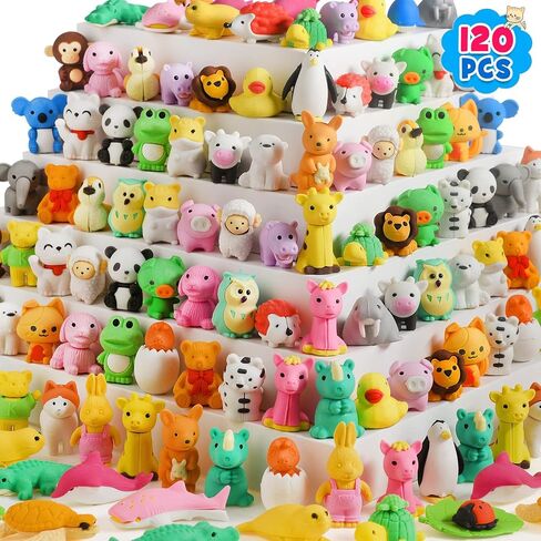 66pcs محايات الحيوانات للأطفال ، الحيوانات الأليفة المكتبية اللطيفة للفصول الدراسية ، محو محو ميني ثلاثي الأبعاد بارد ، والمرح مرة أخرى إلى مستلزمات المدارس ، وجوائز مكافآت الفصول الدراسية ، وألعاب صندوق الكنز للأطفال in Kuwait