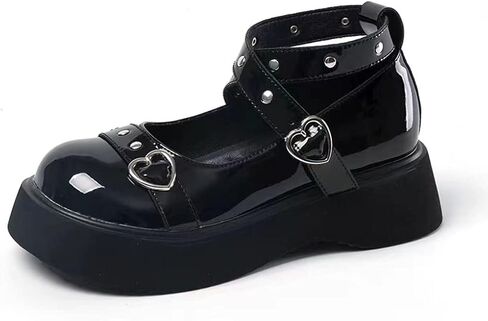 Ulalaza Vintage Mary Jane Comfort Loafers Platform Chunky Mid-Heel Classic Lace up Zipper Closed Round Toe Slip-on Uniform Dress Shoes Brogues Casual Fashion Shoes with Chain for Women in Saudi Arabia
