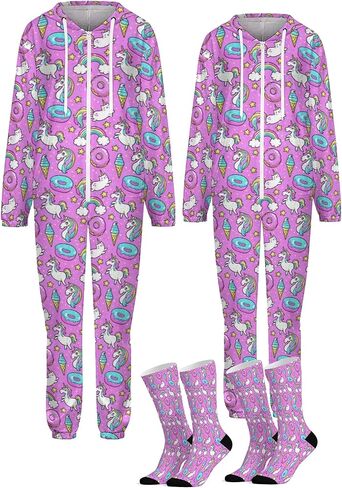 مجموعات بيجامات للأزواج، ملابس نوم بغطاء للرأس للنساء والرجال من قطعة واحدة in Kuwait