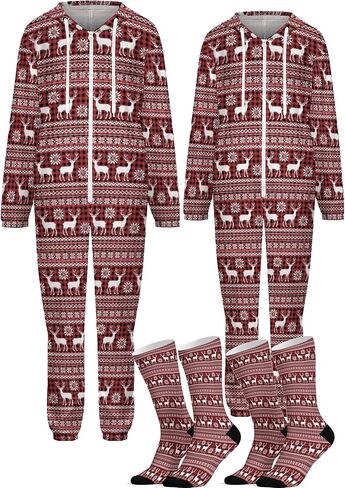 مجموعات بيجامات للأزواج، ملابس نوم بغطاء للرأس للنساء والرجال من قطعة واحدة in Kuwait