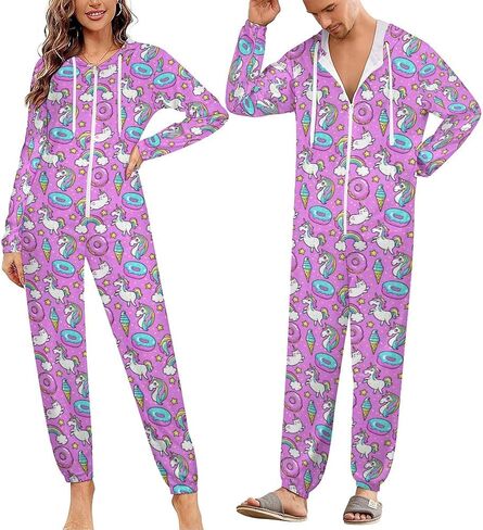 مجموعات بيجامات للأزواج، ملابس نوم بغطاء للرأس للنساء والرجال من قطعة واحدة in Kuwait