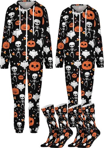 مجموعات بيجامات للأزواج، ملابس نوم بغطاء للرأس للنساء والرجال من قطعة واحدة in Kuwait