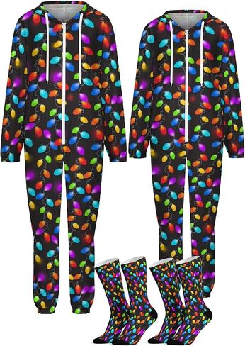 مجموعات بيجامات للأزواج، ملابس نوم بغطاء للرأس للنساء والرجال من قطعة واحدة in Kuwait