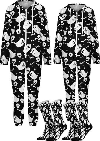 مجموعات بيجامات للأزواج، ملابس نوم بغطاء للرأس للنساء والرجال من قطعة واحدة in Kuwait