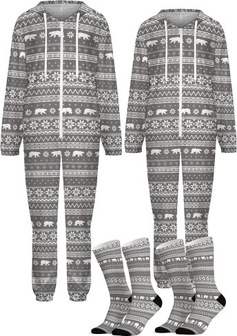 مجموعات بيجامات للأزواج، ملابس نوم بغطاء للرأس للنساء والرجال من قطعة واحدة in Kuwait