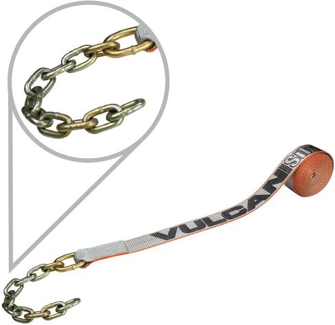 VULCAN Winch Strap with Chain Tail - 2 Inch - Silver Series - 3,300 Pound Safe Working Load in Saudi Arabia