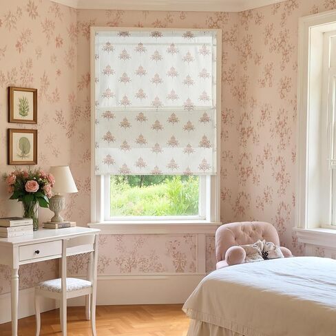 StangH Cordless Roman Shades for Doors, Magnetic Natural Linen Textured Patio Door Window Covering Light Filtering Farmhouse Blind for Living Dining Room, W 26 x L 64, 1 Panel in Saudi Arabia
