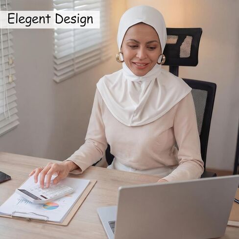 Unittype 2 قطعة وشاح الحجاب الفوري أسود أبيض الذاتي لاصق غطاء كامل غطاء شال الإسلامية مسلم وشاح الرأس عمامة للنساء in Kuwait
