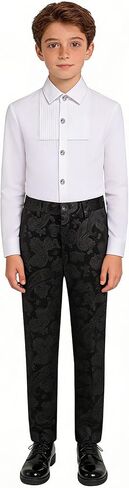 Lamgool Boys Tuxedo Suit Paisley Floral Kids Formal Set Slim Fit 3 Pieces with Jacket Shirt Pant for Sneaker Ball Prom in Saudi Arabia