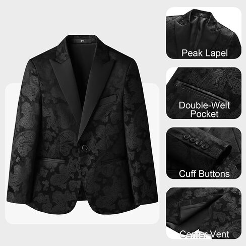 Lamgool Boys Tuxedo Suit Paisley Floral Kids Formal Set Slim Fit 3 Pieces with Jacket Shirt Pant for Sneaker Ball Prom in Saudi Arabia