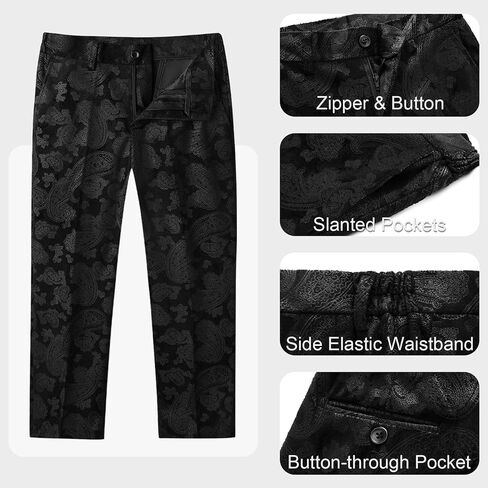 Lamgool Boys Tuxedo Suit Paisley Floral Kids Formal Set Slim Fit 3 Pieces with Jacket Shirt Pant for Sneaker Ball Prom in Saudi Arabia