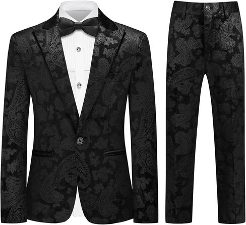 Lamgool Boys Tuxedo Suit Paisley Floral Kids Formal Set Slim Fit 3 Pieces with Jacket Shirt Pant for Sneaker Ball Prom in Saudi Arabia