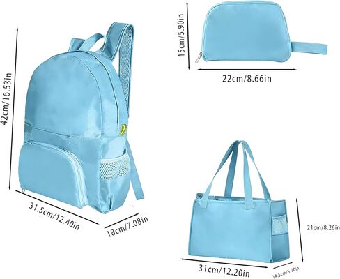 Backpack, Handbag (two uses for one bag), PVC material, compact and convenient for outdoor use, Backpack 12.40 * 7.09 * 16.54 in (31.5 * 18 * 42cm), Handbag 12.20 * 5.71 * 8.27 in (31 * 14.5 * 21cm) in Saudi Arabia