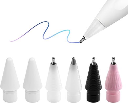 4 قطع من رؤوس أقلام الرصاص المطورة (مثل القلم) تناسب قلم Apple iPad Pro من الجيل الثاني، 0.78 مم لا يبلى بنقطة دقيقة للتحكم الدقيق، طرف قلم Apple، أطراف أطول، مادة عالية القوة، أبيض وأسود in Kuwait