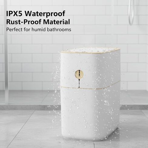 سلة مهملات الحمام من موبال مع أغطية، علب قمامة أوتوماتيكية سعة 4 جالون بدون لمس، سلة مهملات بمستشعر الحركة ذات الختم التلقائي، سلة مهملات ذكية بتصميم مقاوم للماء، سلة قمامة المطبخ، أبيض ورمادي in Kuwait