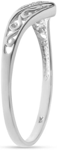 10K White Gold Filigree Band Diamond Chevron Ring in Saudi Arabia
